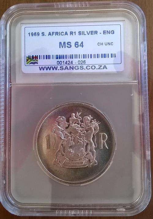 1969 RSA SILVER ENGLISH R1 SANGS SLABBED MS 64