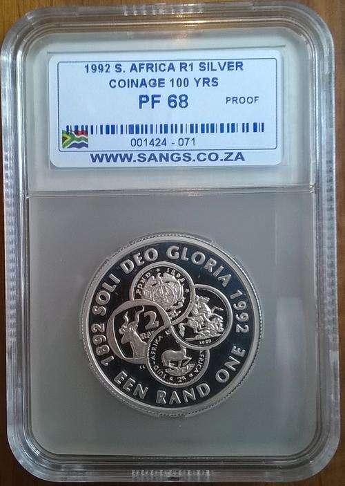 1992 SILVER R1 COINAGE CENTENNIAL SANGS GRADED PROOF 68 !!!! HIGH GRADE!!!!!