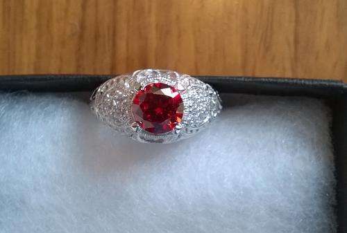 RED AND WHITE CZ .925 STERLING SILVER RING SIZE 6 1/2