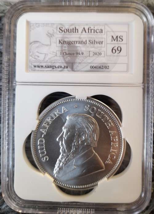 2020 Silver 1oz Krugerrand  SANGS Graded MS 69!!!!!!!!  THE SECOND BEST!!!!
