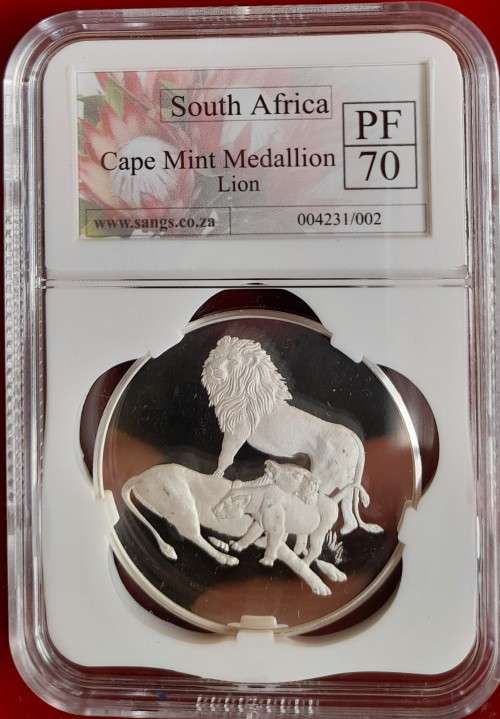 SA CAPE MINT SILVER MEDAL THE LION SANGS GRADED PROOF 70!!!!!!  PERFECT GRADE!!!!!!