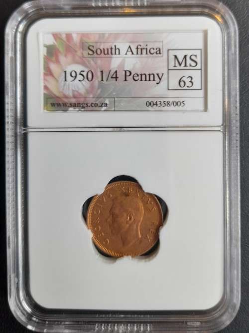 SA 1950 COPPER QUARTER PENNY SANGS GRADED MS63!!!!!!