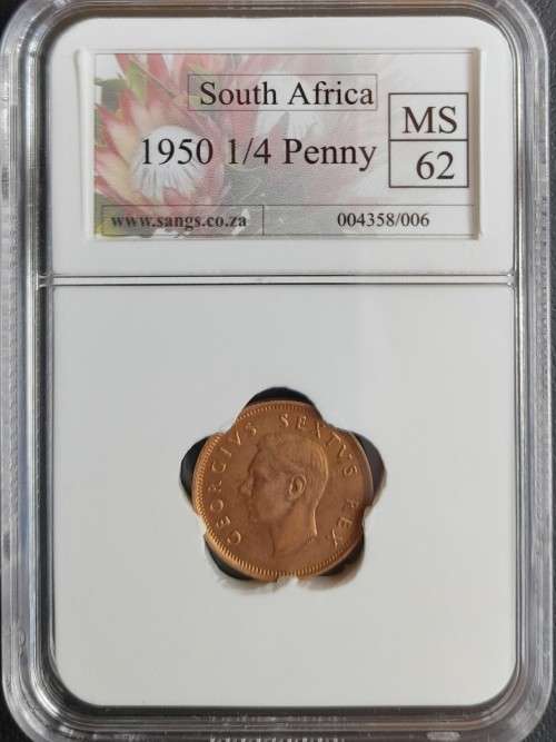 SA 1950 COPPER QUARTER PENNY SANGS GRADED MS62