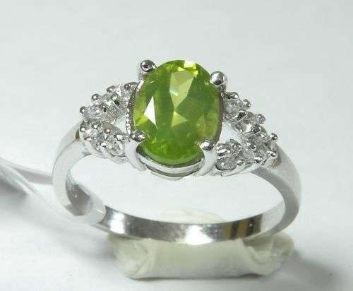92.5 Sterling Silver natural A-grade Peridot ring
