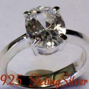 Solid 925 Sterling Silver & Russian created diamond ring size 6# + 4.53g