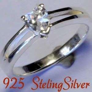 Solid 92.5 Sterling Silver & Russian created diamond ring size 7# + 2.79g
