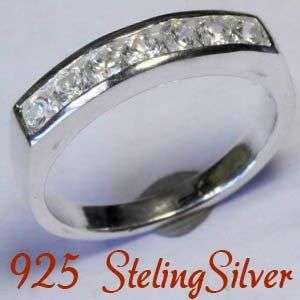 Solid 92.5 Sterling Silver & Russian created diamond ring size 7# + 3.97g
