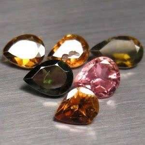 ***AAA NATURAL*** MULTICOLOUR PEAR CUT TOURMALINE GEMSTONE LOT. 6 PIECES