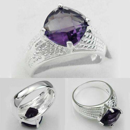 BEAUTIFUL FASHION AMETHYST GEMSTONE RING #7- 925 SILVER