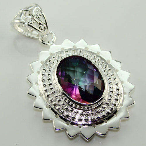 BEAUTIFUL FASHION MYSTIC OVAL TOPAZ PENDANT-925 SILVER