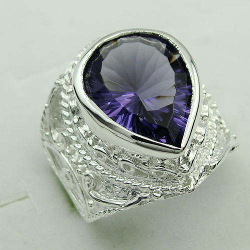 BEAUTIFUL FASHION AMETYST GEMSTONE RING #7- 925 SILVER
