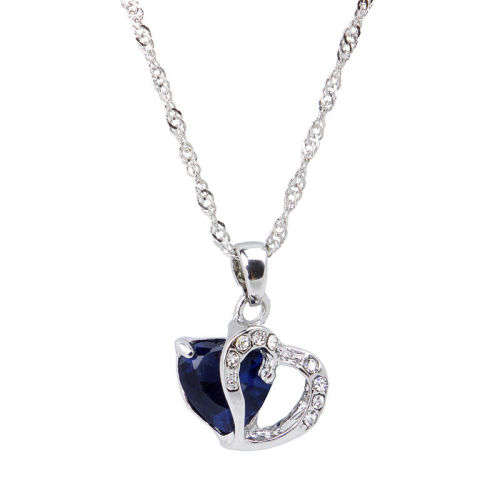 Beautiful Blue Crystal Heart Necklace