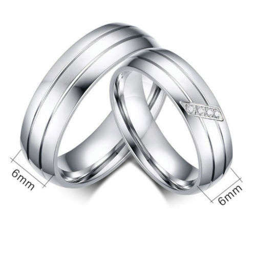 Beautiful Couples, Stainless Steel Ring Set - Size 10 (Male) and 7 (Female)