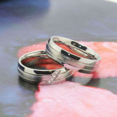 Beautiful Couples, Stainless Steel Ring Set - Size 10 (Male) and 7 (Female)