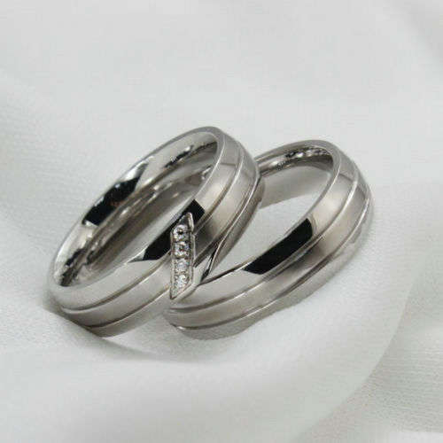 Beautiful Couples, Stainless Steel Ring Set - Size 10 (Male) and 7 (Female)