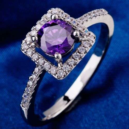 Beautiful Purple Cubic Zirconia Ring - Size 7