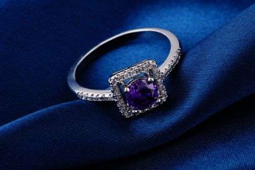 Beautiful Purple Cubic Zirconia Ring - Size 7