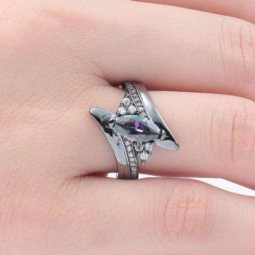 Beautiful Gun Black Fashion Ring - Size 9