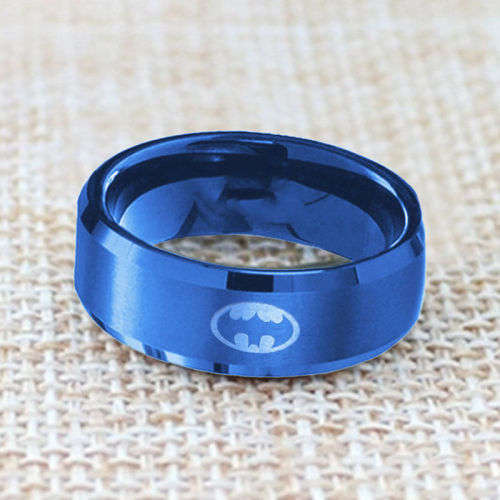 Blue Stainless Steel Men's Ring - Size 7