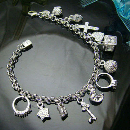 Gorgeous Silver Plated Charm Bracelet [All Charms Included]