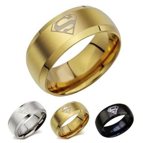 Stainless Steel Superman Ring - Size 11 (Available in Gold, Black, Silver)