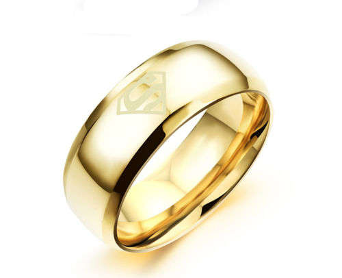 Stainless Steel Superman Ring - Size 14