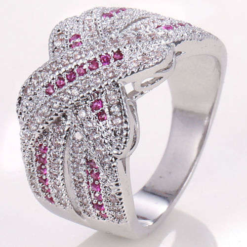 Stunning (Pink & White) Crystal Ring - Size 9 1/2