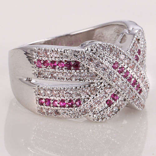 Stunning (Pink & White) Crystal Ring - Size 9 1/2