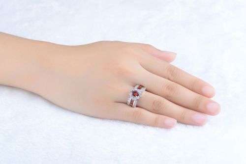 Amazing Red Garnet Crystal Ring - Size 10 1/2