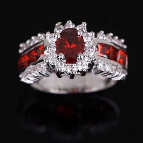 Amazing Red Garnet Crystal Ring - Size 10 1/2