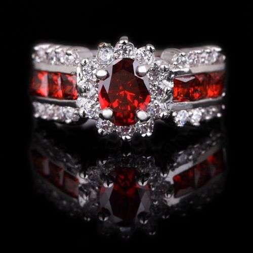 Amazing Red Garnet Crystal Ring - Size 10 1/2