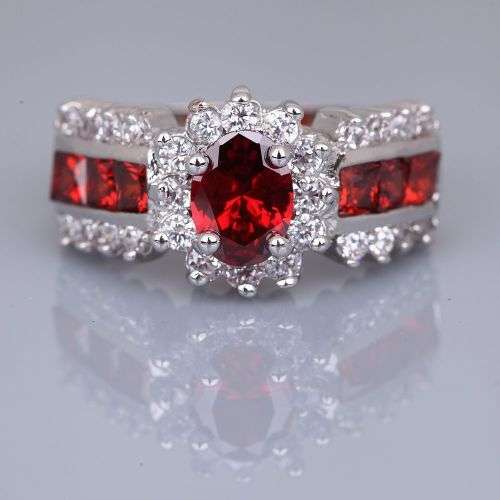 Amazing Red Garnet Crystal Ring - Size 10 1/2