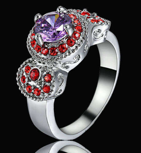 Stunning Purple Crystal Ring - Size 8