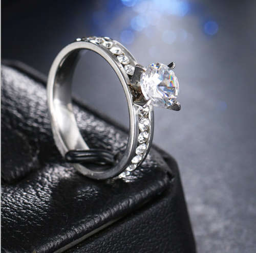 Beautiful Stainless Steel CZ Fashion Ring - Size 8 1/4