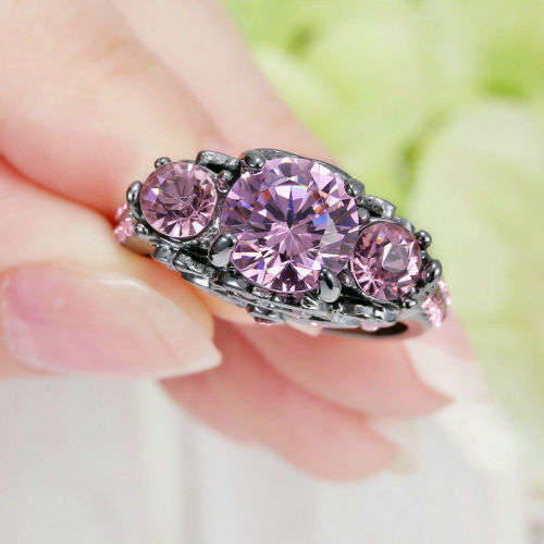 Stunning Pink Crystal Ring - Size 7