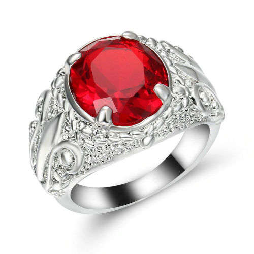 Stunning Vintage Style Ruby Red Crystal Ring - Size 9