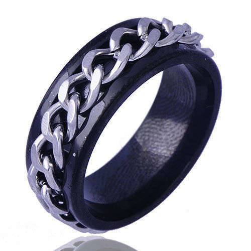 Men's Black Chain Ring - Size 11 1/2