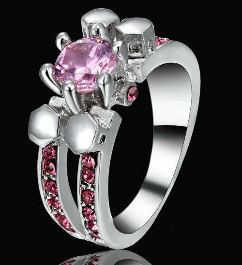 Beautiful Pink Crystal Ring - Size 6 1/4