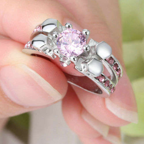 Beautiful Pink Crystal Ring - Size 6 1/4