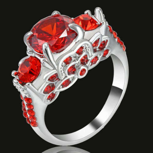 Stylish Red Crystal Ring - Size 7 1/4