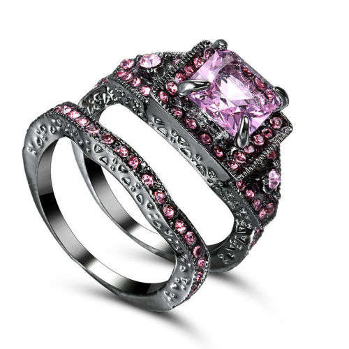 Gorgeous 2pcs/set Pink Crystal Ring - Size 6 1/2