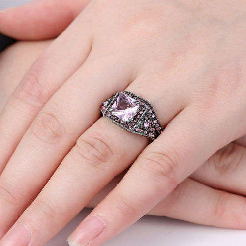 Gorgeous 2pcs/set Pink Crystal Ring - Size 6 1/2