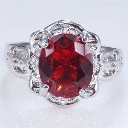 Beautiful Red Crystal Ring - Size 7 3/4