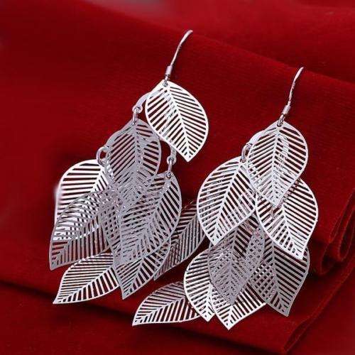 Elegant 925 Sterling Silver Leaf Earrings