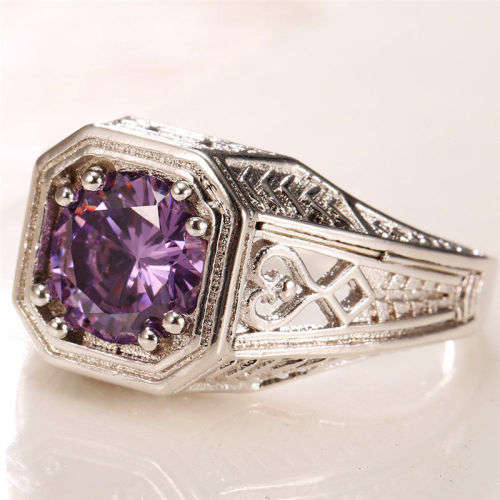 Beautiful Purple Crystal Ring - Size 8