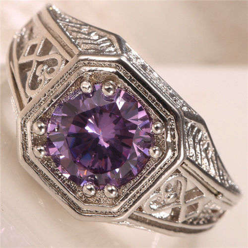 Beautiful Purple Crystal Ring - Size 8