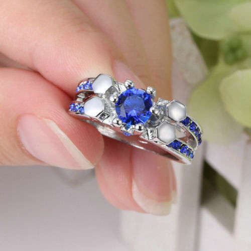 Beautiful Blue Crystal Ring - Size 8