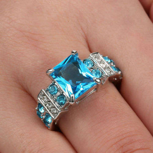 Aquamarine Crystal Ring - Size 9