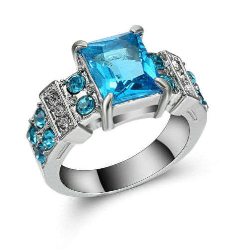 Aquamarine Crystal Ring - Size 9