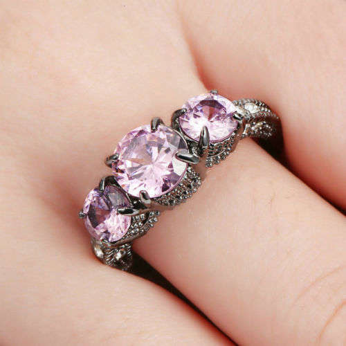 Beautiful Pink Crystal Ring - Size 8 1/2